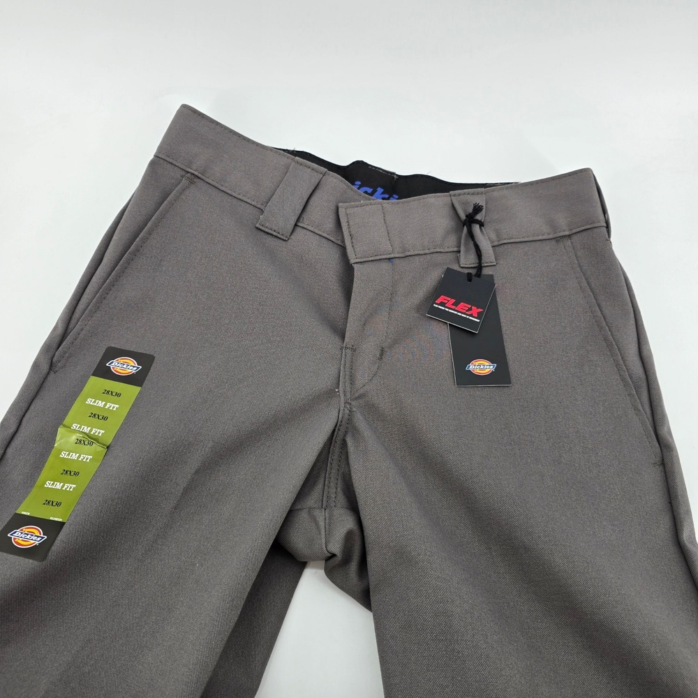 Dickies Slim Fit Woven Twill Pants Mens Flex Charcoal Grey 28x30 NWT
